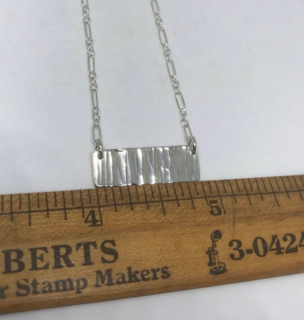 Sterling Silver Hammered Rectangle Necklace