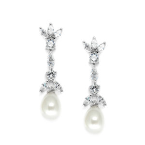 Freshwater Pearl & Cubic Zirconia Tulip Earrings