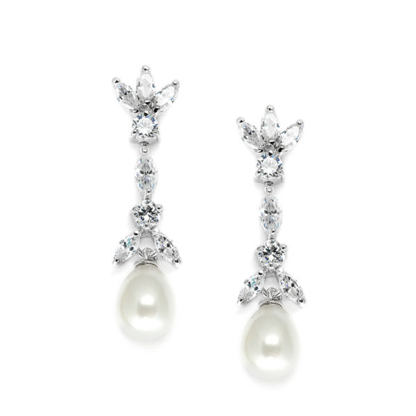 Freshwater Pearl & Cubic Zirconia Tulip Earrings