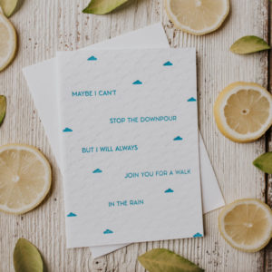 “Walk In The Rain” Letterpress Greeting Card