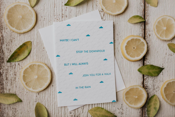 “Walk In The Rain” Letterpress Greeting Card