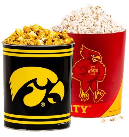 Iowa Hawkeyes/ Iowa State Cyclones Popcorn Tin- 3 1/2 Gallons!