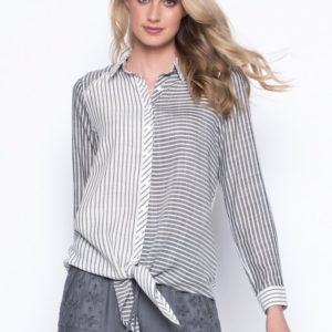 Grey Tie-Front Shirt