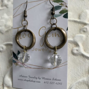 Antique Brass Quartz Earrings by Two Gems Jewelry