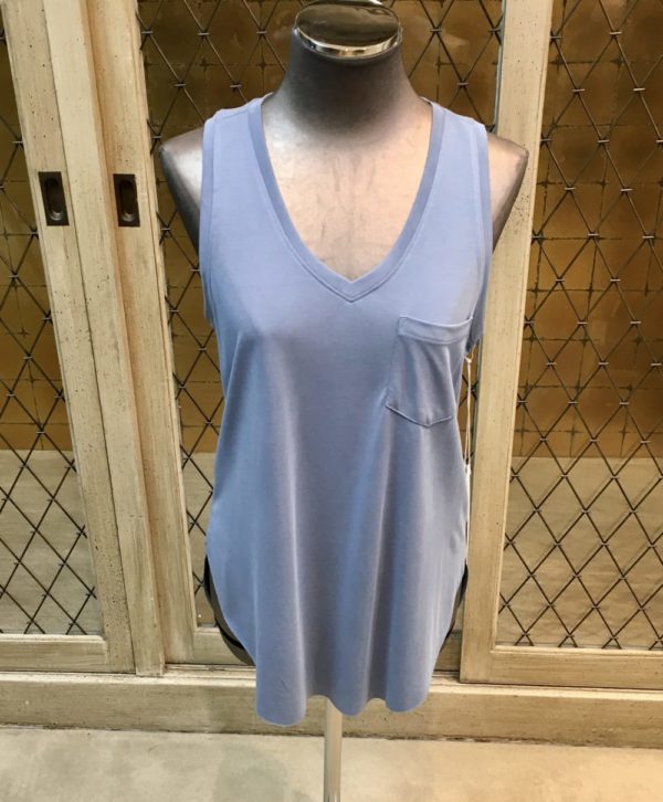 V neck one pocket tank top – Various colors available
