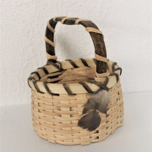 Small Handmade Basket with Feather Embellishment by Artist Doug Sickler