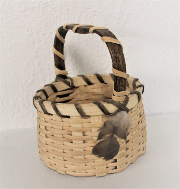 Small Handmade Basket with Feather Embellishment by Artist Doug Sickler