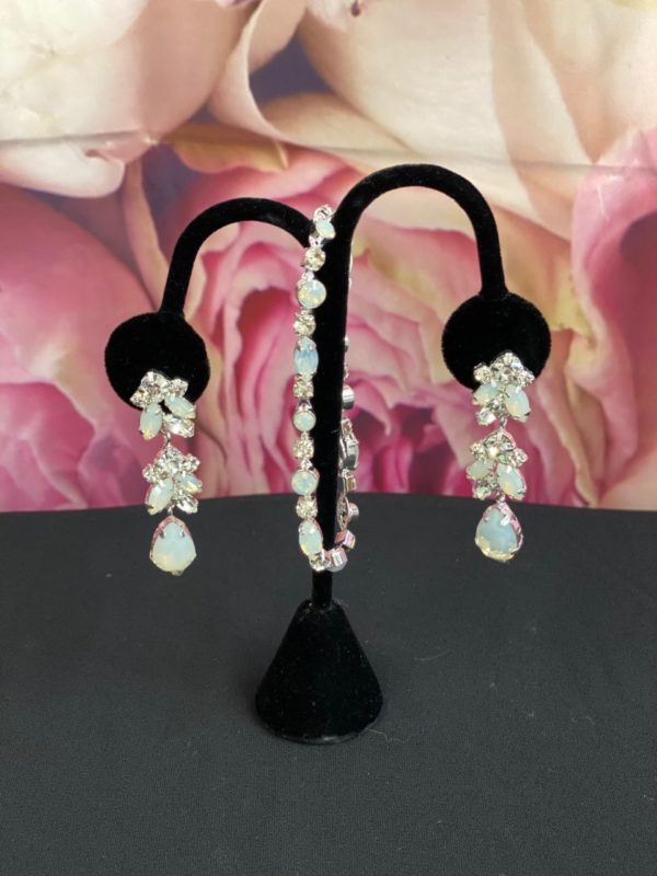 Opal Stone Earrings & Bracelet Set in Silver