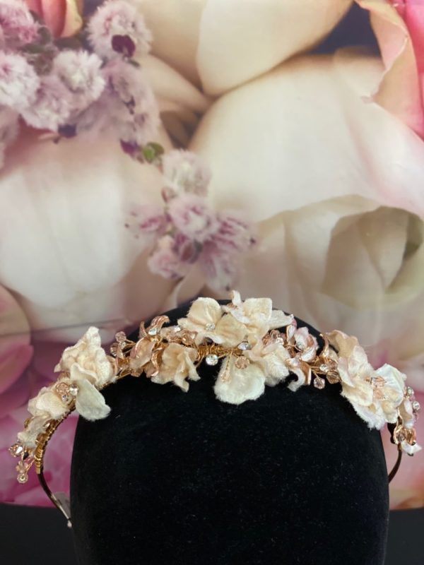 Rose Gold Headband with flowers and jewels HP2898