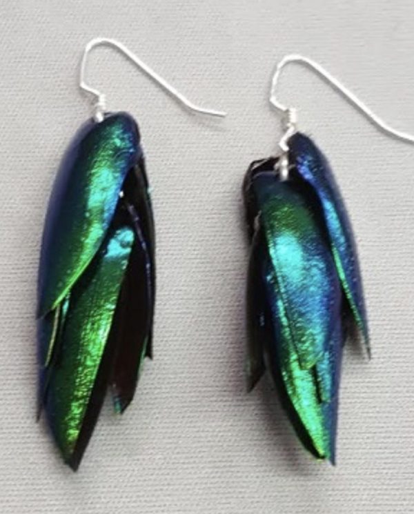 Emerald Beetle Wing Earrings