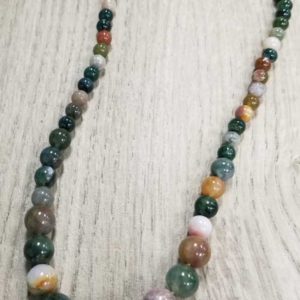Natural Agate Stone Necklace with Graduated Stone Beads