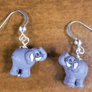 Elephant earrings- ceramic bead and sterling silver