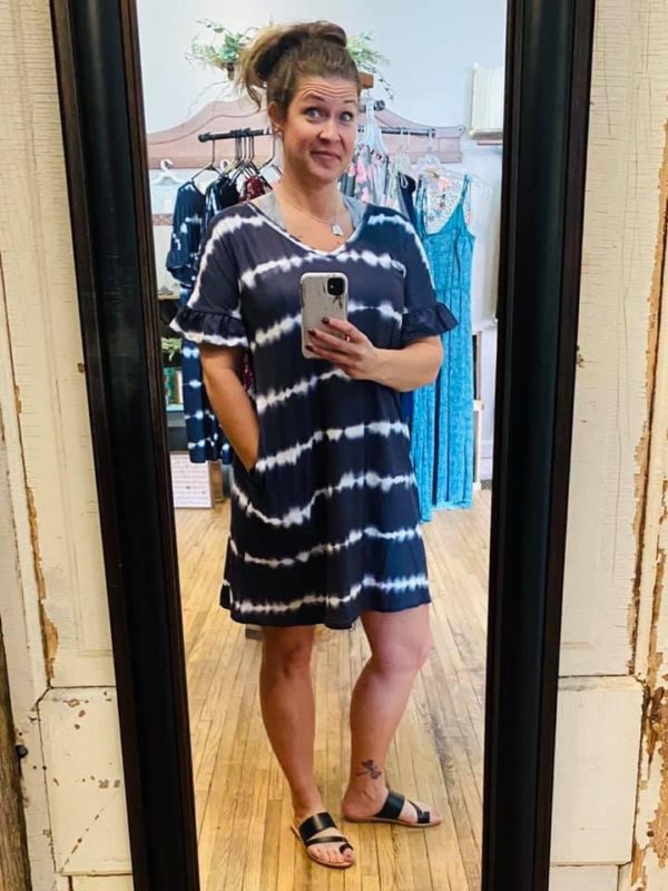 Woman’s Black & White Tie-Dye Dress