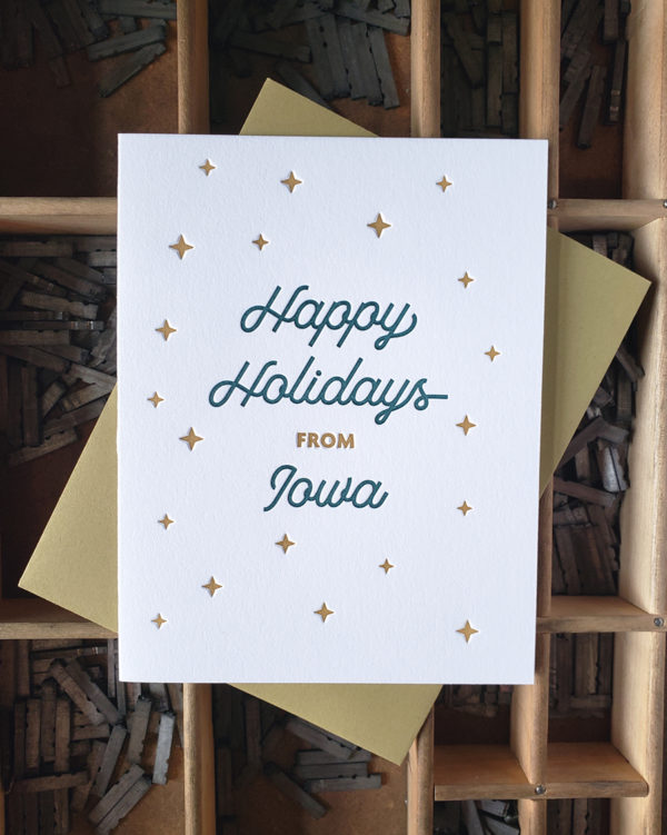 Happy Holidays from Iowa Letterpress Greeting Card