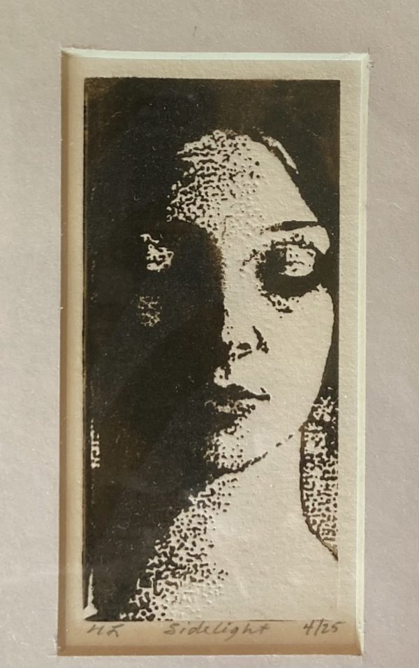 Side Light Girl Relief Print Framed