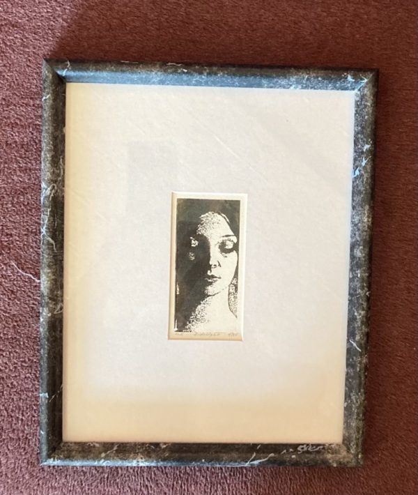 Side Light Girl Relief Print Framed