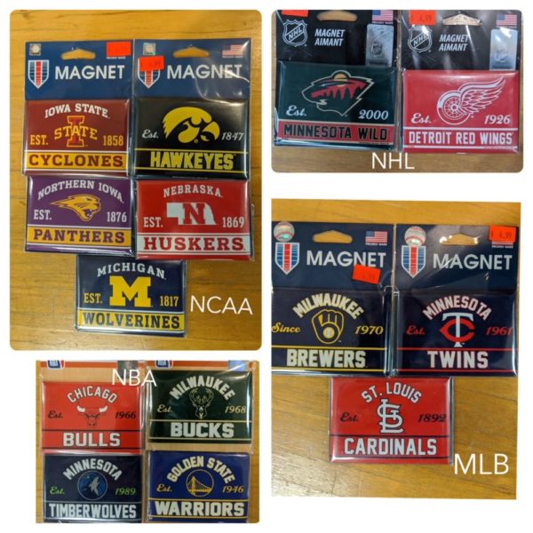 NCAA, MLB, NHL, NBA team magnets