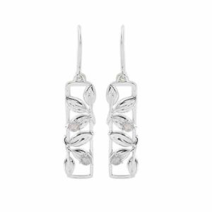 Labradorite gemstone and sterling silver leaf column dangle earrings