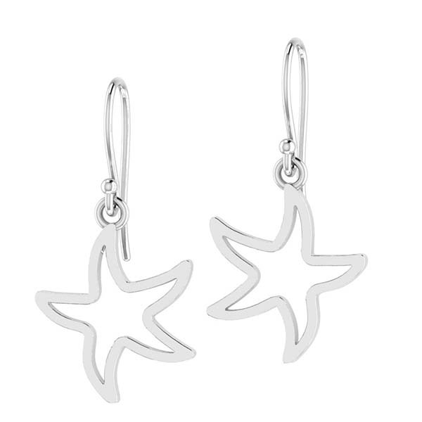 Sterling silver starfish outline dangle earrings