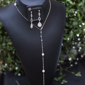 Back Necklace with Austrian Crystal Rhinestone Fireballs