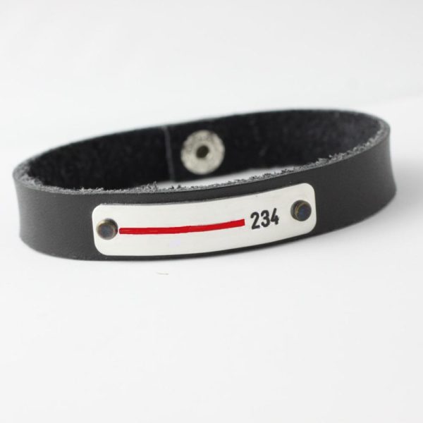 Thin Blue Line or Thin Red Line Leather Bracelet