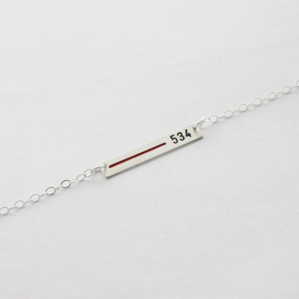 Thin Blue/Red Line Personalized Necklace for Police/Fire Loved One – Rectangle Bar- Sterling Silver, Gold, or Rose Gold