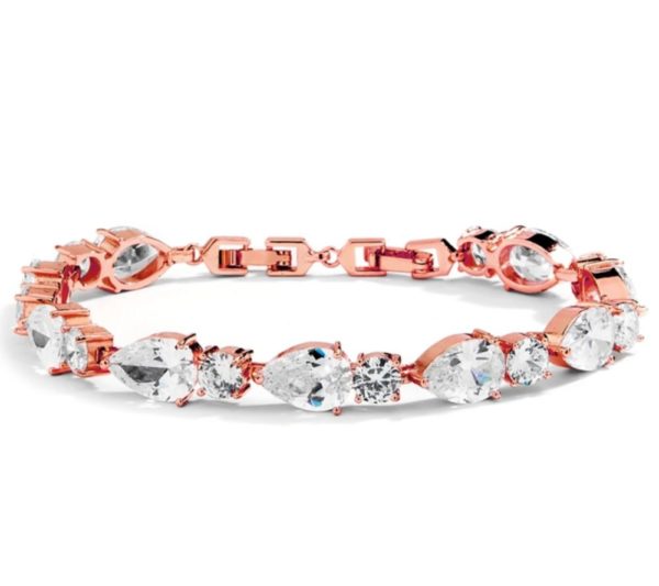 Rose Gold Cubic Zirconia Pears and Rounds Bracelet