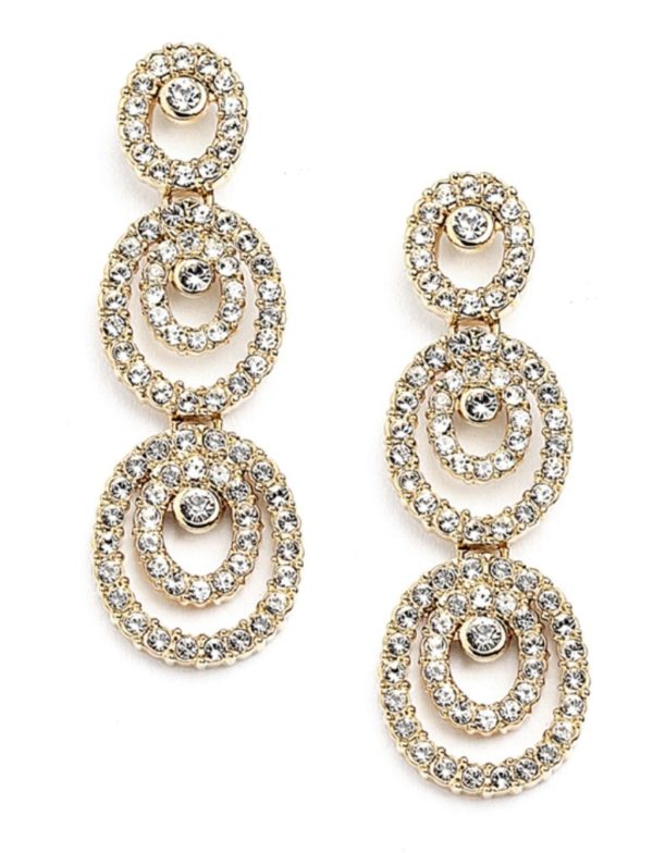 Gold Concentric Cubic Zirconia Earrings
