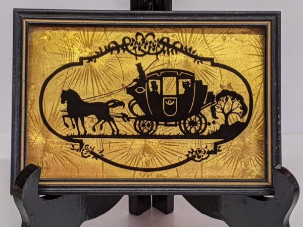 Vtg. Art Pub Co. framed Silhouette – Horse & Carriage