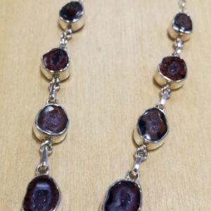 Brown Agate geode druzy and sterling silver statement necklace