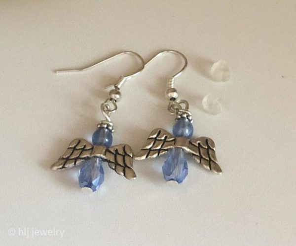 Angel Dangle Earrings – Light Blue