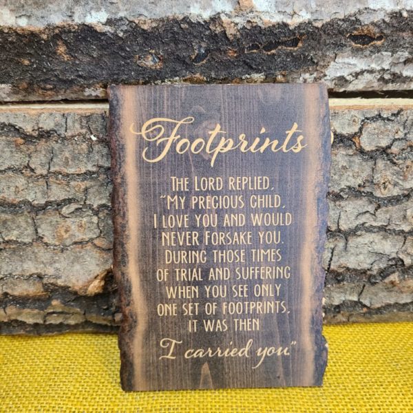 Footprints in the Sand Wood Sign