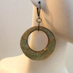 Handmade Textured Clay Hoop Dangles on Brass Leverback Earrings