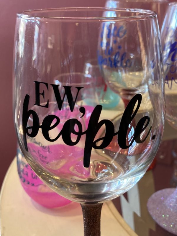 Wine Glasses with Sayings and Sparkly Stems