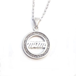 Mom sterling silver necklace with 18 inch cable chain