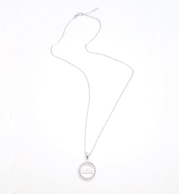 Mom sterling silver necklace with 18 inch cable chain