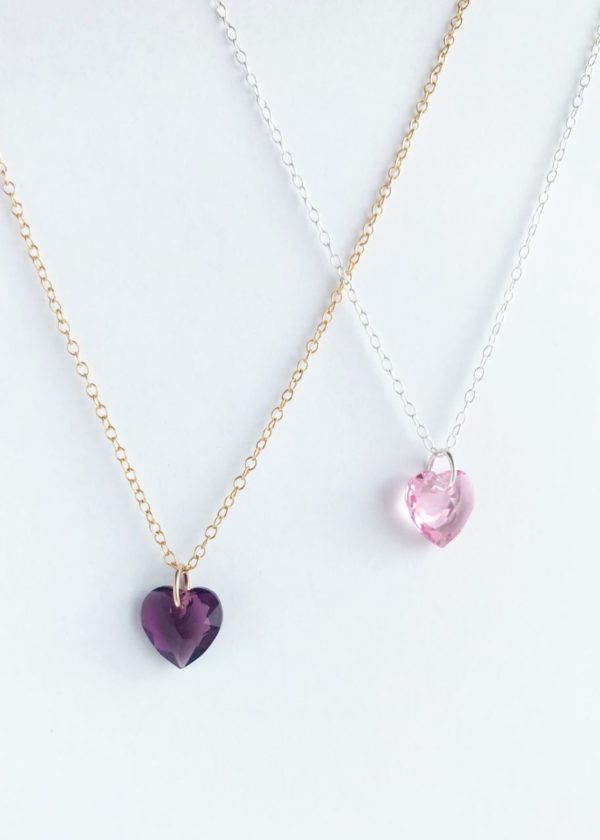 Heart Crystal Birthstone Pendant Necklace
