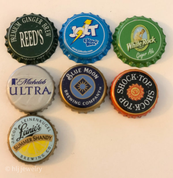 Set of 7 Bottlecap Magnets – Beer, Alcohol, Soda