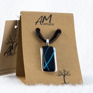 Tack Fused Glass Pendant with Blue