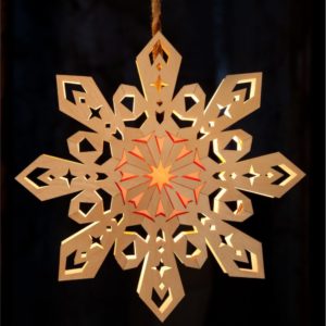 Koselig Lighted Hanging Scandinavian Welcome Snowflake