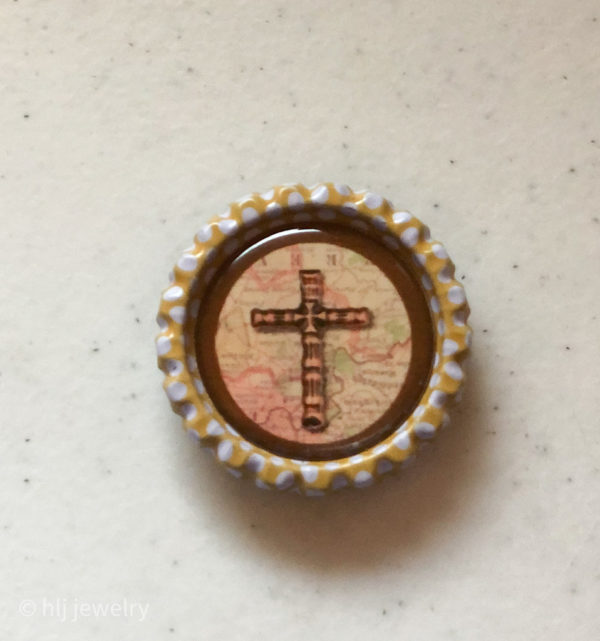 Set of 5 Colorful Cross Bottlecap Magnets
