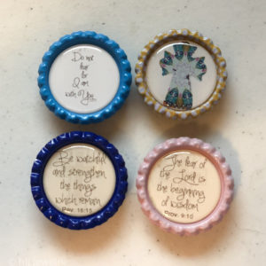 Set of 4 Faith Messages Bottlecap Magnets – Verses, Cross