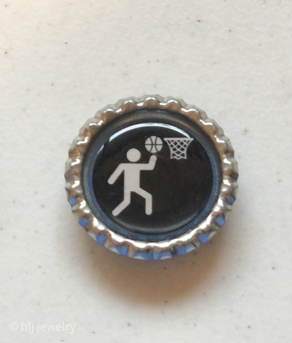 Set of 4 Sports Stick Figure Bottlecap Magnets – Baseball, Running, Scuba Diving, Basketball