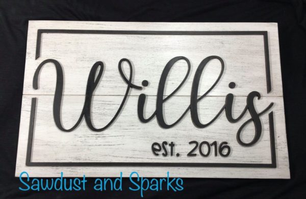 3D Family Name Wood Sign