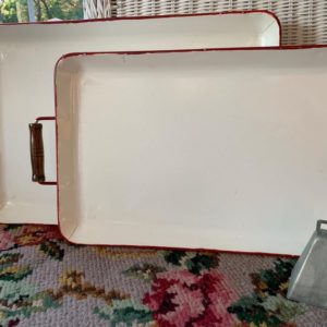 Red and White Metal Tray