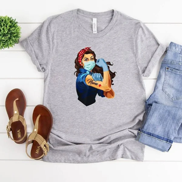 Nurse, Masked Rosie the Riveter Tee – Shop Iowa