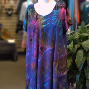 Tie-Dye Dress w/Cap Sleeves – Purple