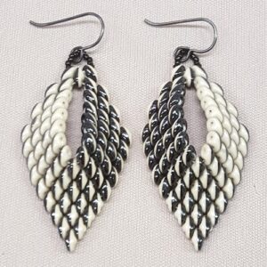 Black and White Leaf Earrings