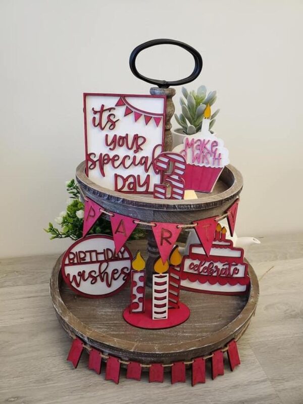 Birthday Tiered Tray Bundle DIY Wood Craft Kit