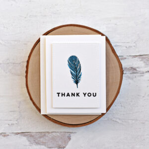 Feather Thank You handmade greeting card
